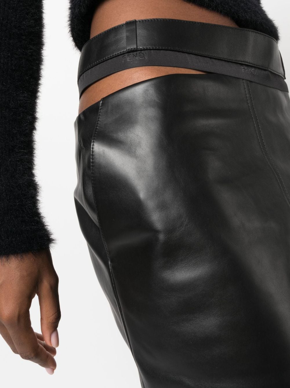 FENDI Black Leather Skirt for Women - Fall/Winter 2024 Collection