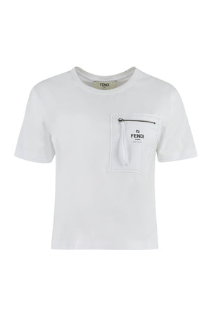 White FENDI T-Shirt for Women - SS24 Collection