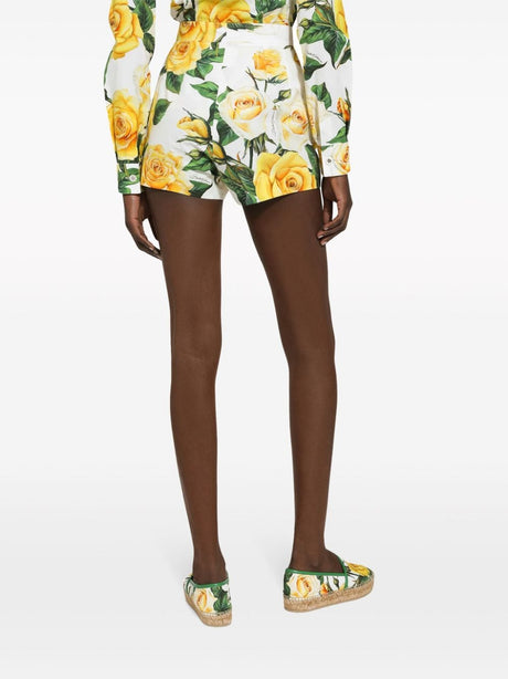 DOLCE & GABBANA Floral Cotton High-Waisted Shorts