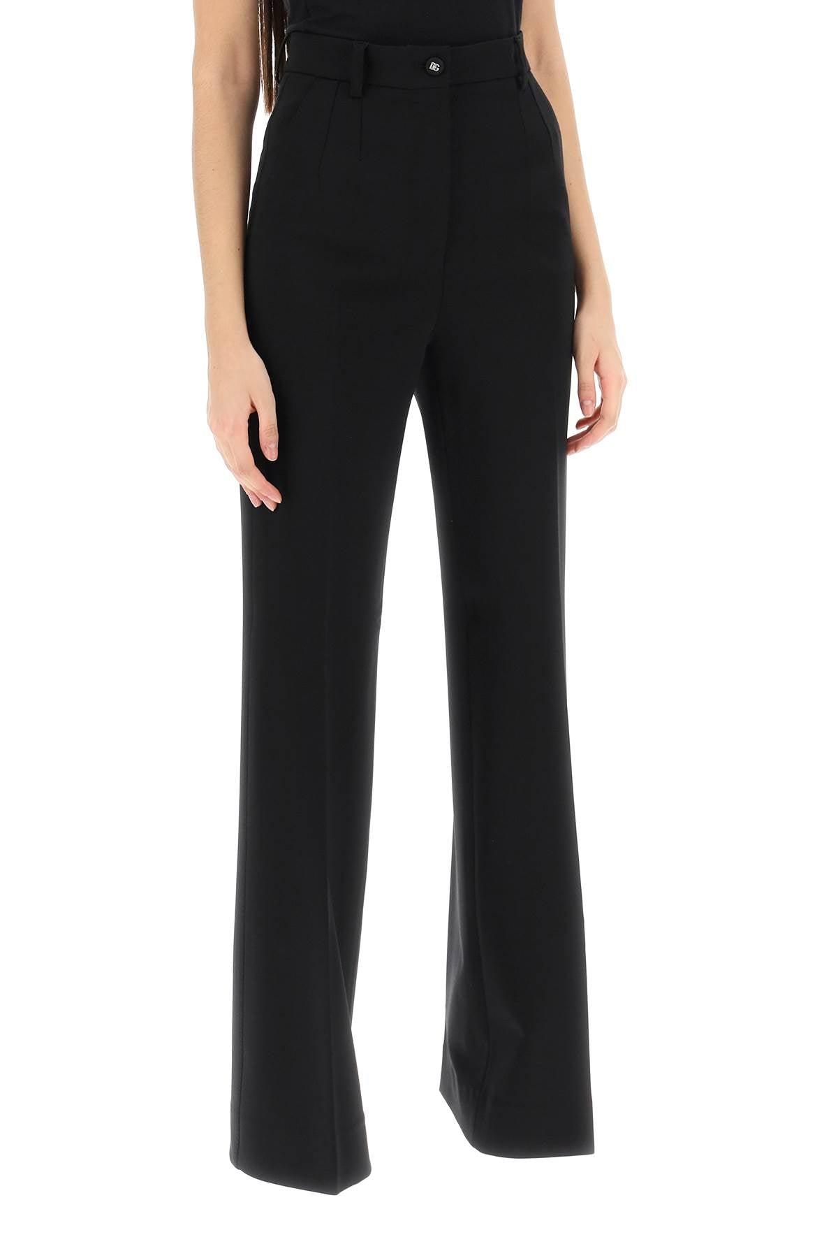 DOLCE & GABBANA Stylish Flared Pants for Women - Milan Stitch with Pressed Crease Detail