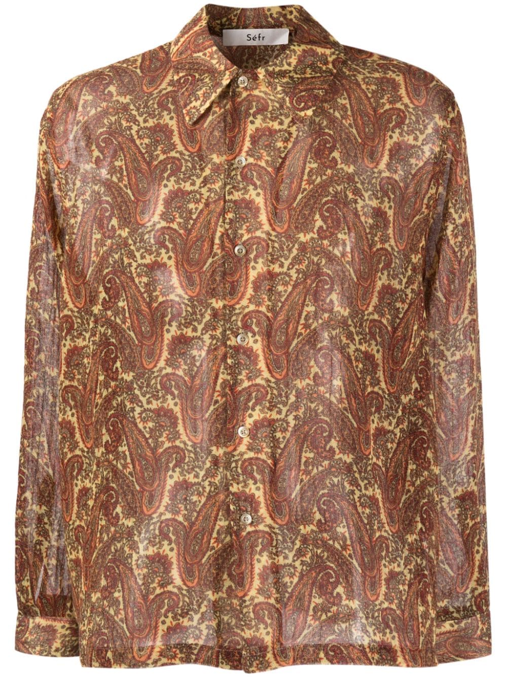 SÉFR Mens Terracotta Paisley Wool Shirt - FW23 Collection