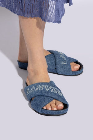 LANVIN Criss Cross Denim Sandals for Fashionable Women - SS24 Collection