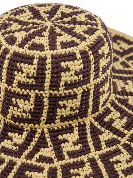 FENDI Chic Bohemian Crochet Hat with Wide Brim
