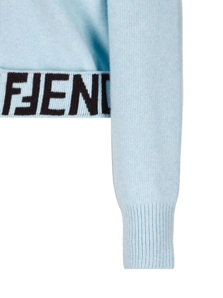FENDI Light Blue Cashmere Cardigan for Women | FW23 Collection