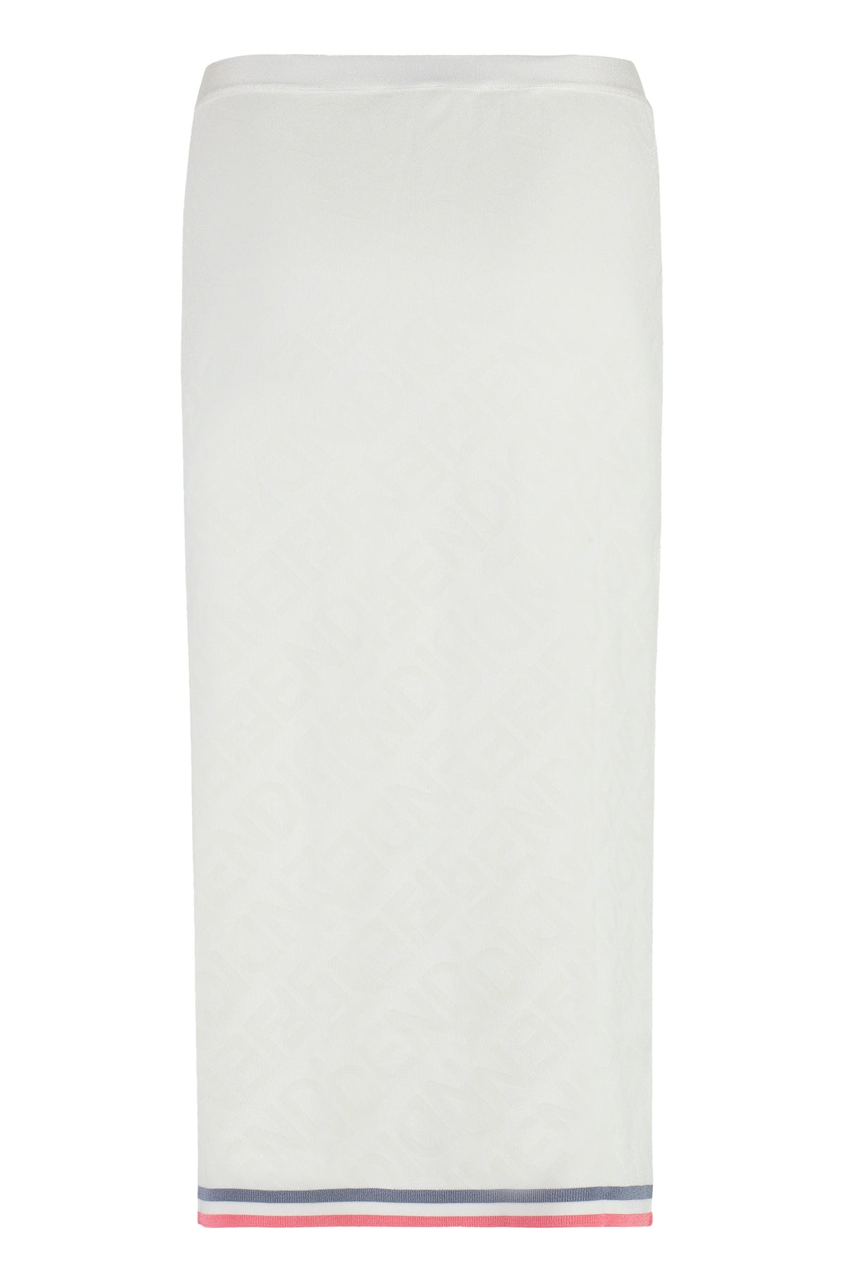 White Jacquard Knit Skirt with Fendi Mirror Motif for Women