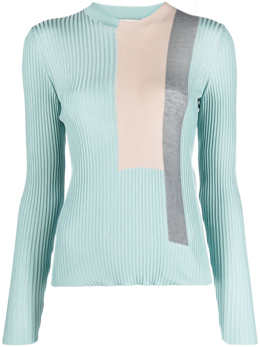 FENDI Luxurious Color-Blocked Ribbed Silk-Blend Top for Women