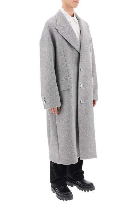 男士灰色羊毛混紡夾克外套，有翻領的多口袋設計