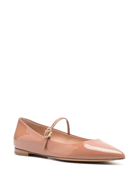 GIANVITO ROSSI Pointed-Toe Buckle-Strap Ballerina Shoes for Women