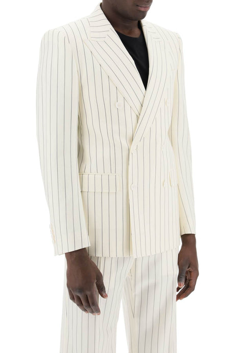 DOLCE & GABBANA Double-Breasted Pinstripe Jacket for Men in Multicolor
