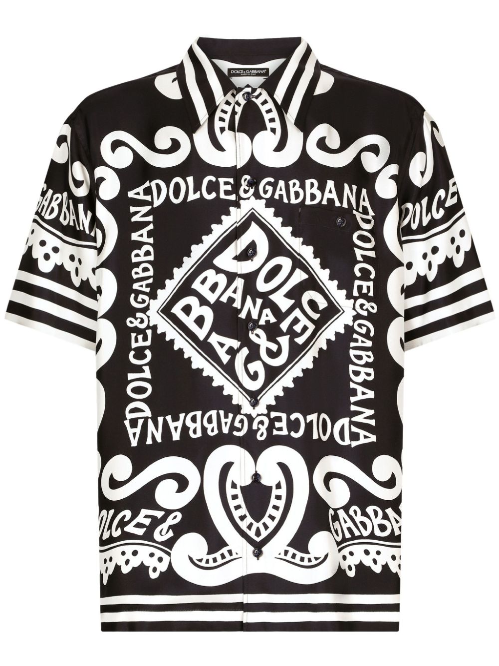 DOLCE & GABBANA Navy Printed Silk Shirt for Men - SS24