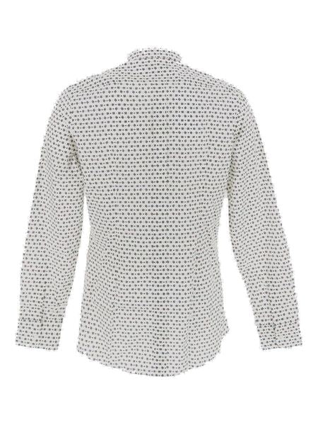 DOLCE & GABBANA Men's Jacquard Logo Cotton Shirt with Rounded Hem in White for FW23 Collection