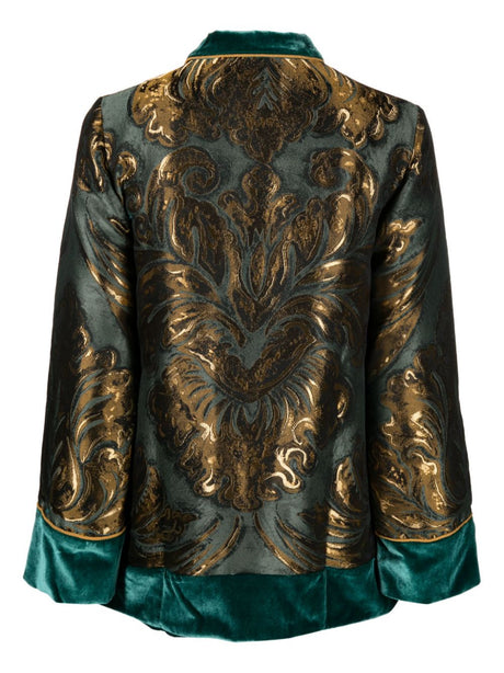 F.R.S FOR RESTLESS SLEEPERS Golden Patterned-Jacquard Velour Jacket for Women