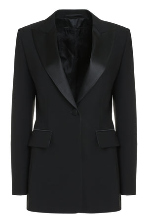 MAX MARA Elegant Black Single-Breasted Jacket with Logo Jacquard Lining