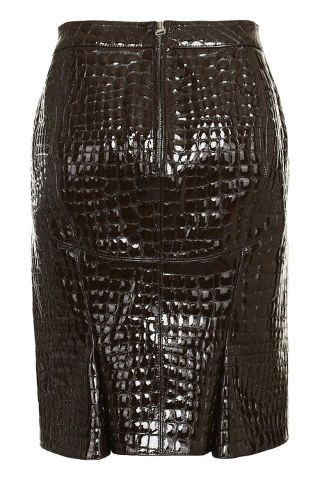 鳄鱼纹皮革束腰裙 - SS24系列