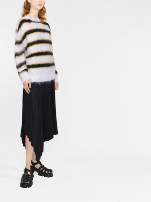 舒适条纹女式套头衫-柔软的莫哈尔混纺面料和低肩设计