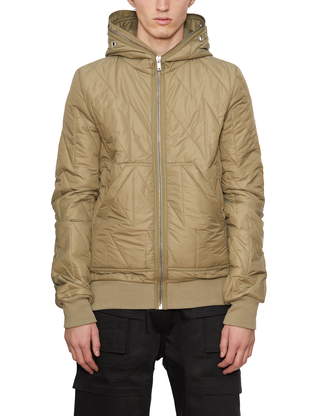 RICK OWENS Green Bomber Jacket with Hood for Men - FW23 Collection