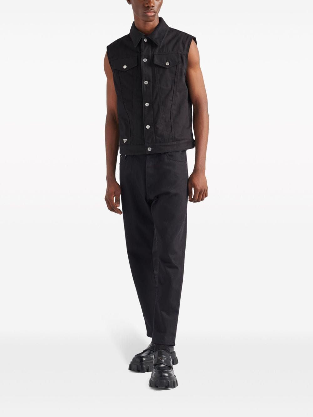 PRADA Men's Black Cotton Vest for SS24