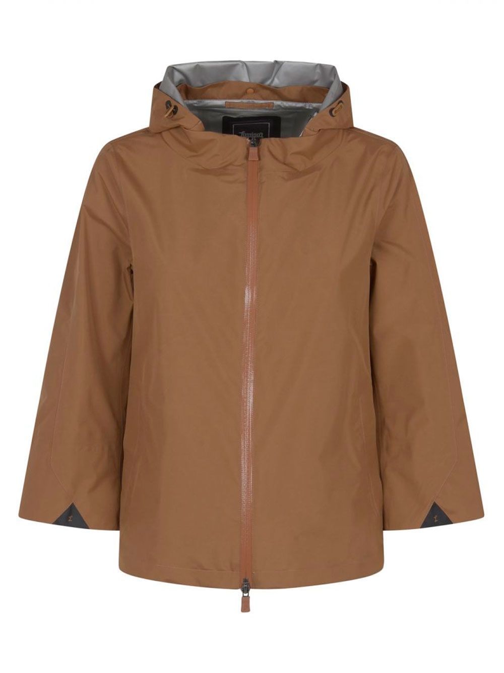 HERNO Logo Print Hooded Jacket in Brown for Women - SS24 Collection
