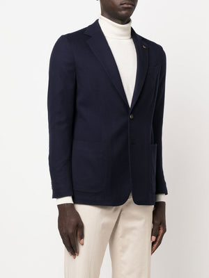 COLOMBO Navy Wool Single-Breasted Jacket for Men
