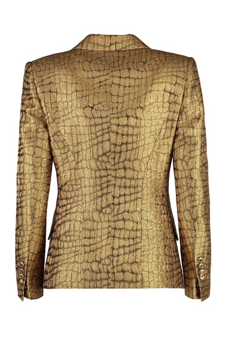 TOM FORD Brown Jacquard Single-Breasted Jacket