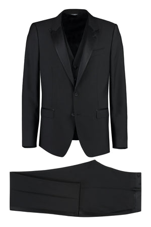 DOLCE & GABBANA Classic Three Piece Dinner Suit for Men - Black
