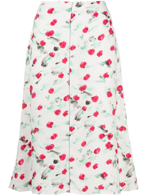 MARNI White Floral Crepe Midi Skirt for Women - Spring/Summer '24