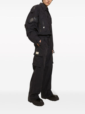 DOLCE & GABBANA Style Statement: Navy Blue LOGO-Plaque Cargo Trousers for Men