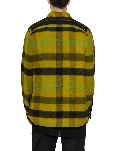 RICK OWENS Men's Yellow Acid Plaid Wool Shirt Jacket for FW23