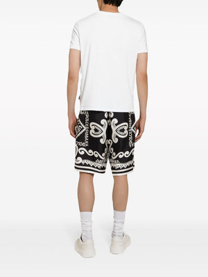 DOLCE & GABBANA Luxurious Silk Shorts with All-Over Logo Print for Men