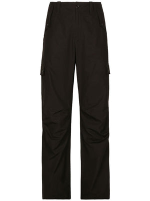男士黑色帆布口袋棉质长裤 (FW23)