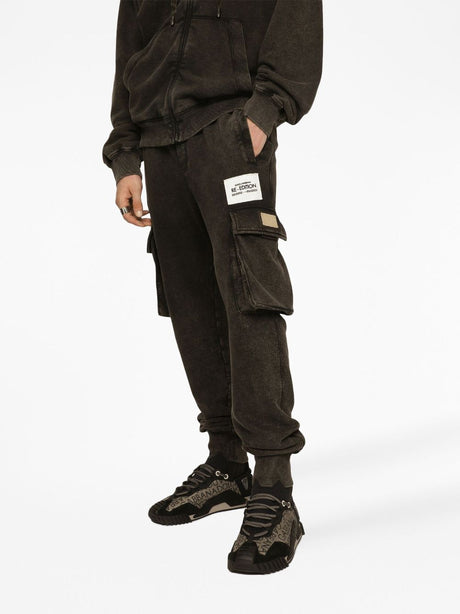 DOLCE & GABBANA Logo-Patch Tapered Cargo Pants for Men