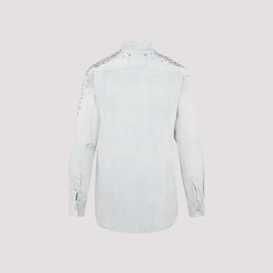 GOLDEN GOOSE Women's Navy Bleached Washed Button-Up Shirt for FW24