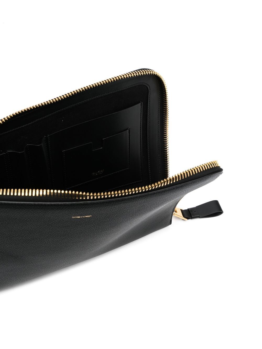 TOM FORD Men's Black Zip-Around Leather Wallet for FW23