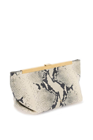 KHAITE Neutral Python Leather Clutch with Magnetic Closure