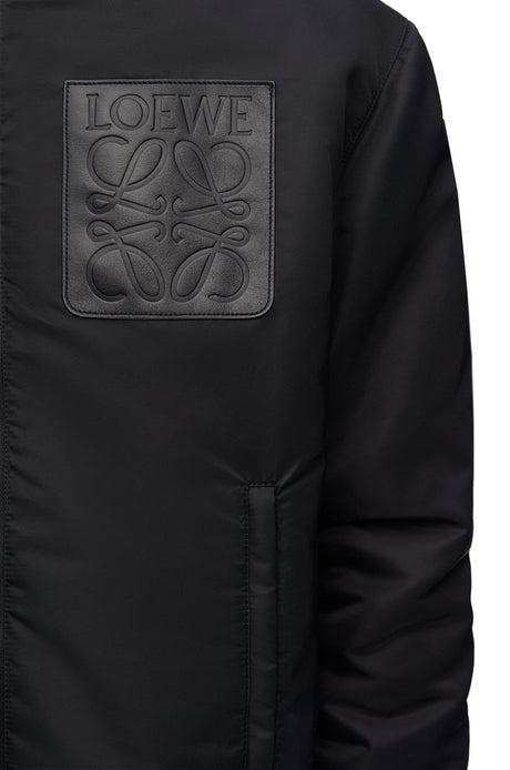 LOEWE Men's Black Hooded Padded Jacket for SS24