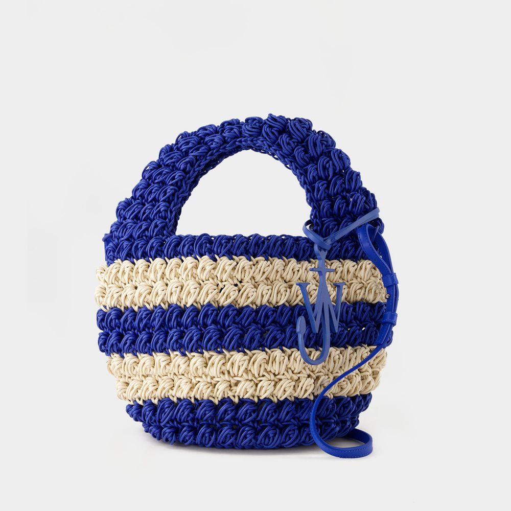 JW ANDERSON Navy Waxed Cotton Popcorn Basket Handbag for Women