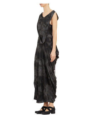 YEHUAFAN Floral Silk Long Dress with V-Neck and Lace Closure