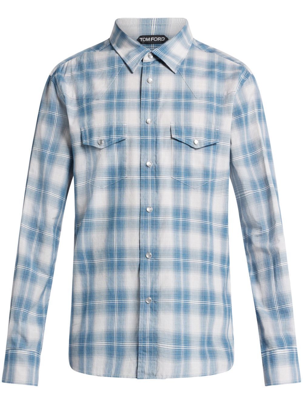 TOM FORD Checkered Design Cotton Shirt for Men - SS24 Navy