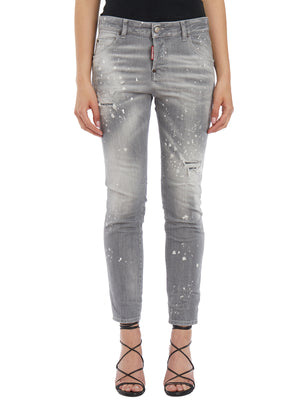 DSQUARED2 Stretchy Gray Pants with 5 Pockets and Waist Loops - SS24 Collection