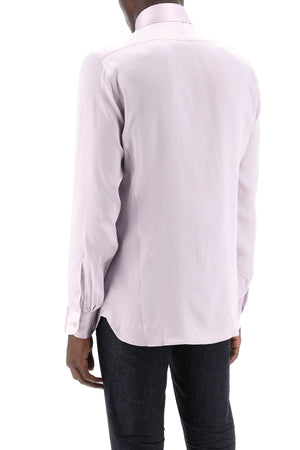 TOM FORD Men's Pink Silk Charmeuse Blouse Shirt for SS24 Collection