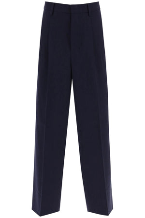 AMI PARIS Loose Fit Blue Pants with Straight Cut for Men - FW23