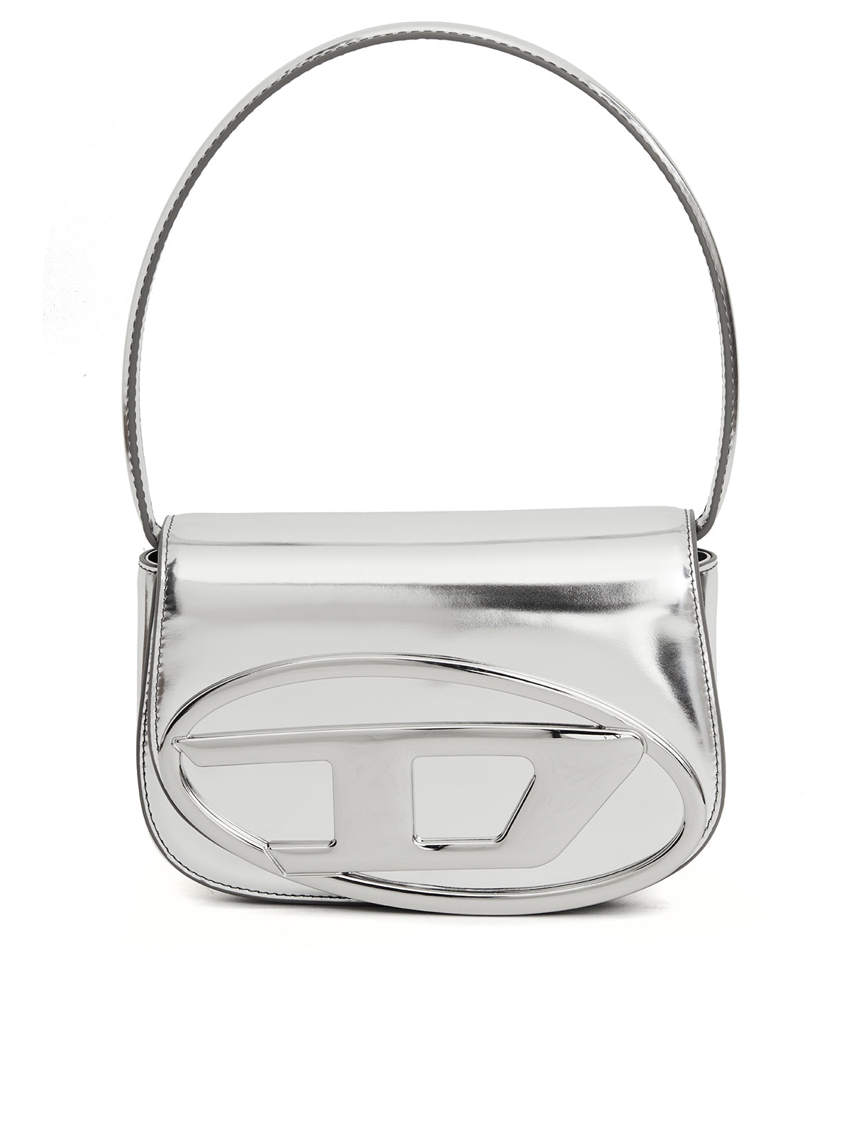 DIESEL Silver Leather Mirror Shoulder Handbag for Women