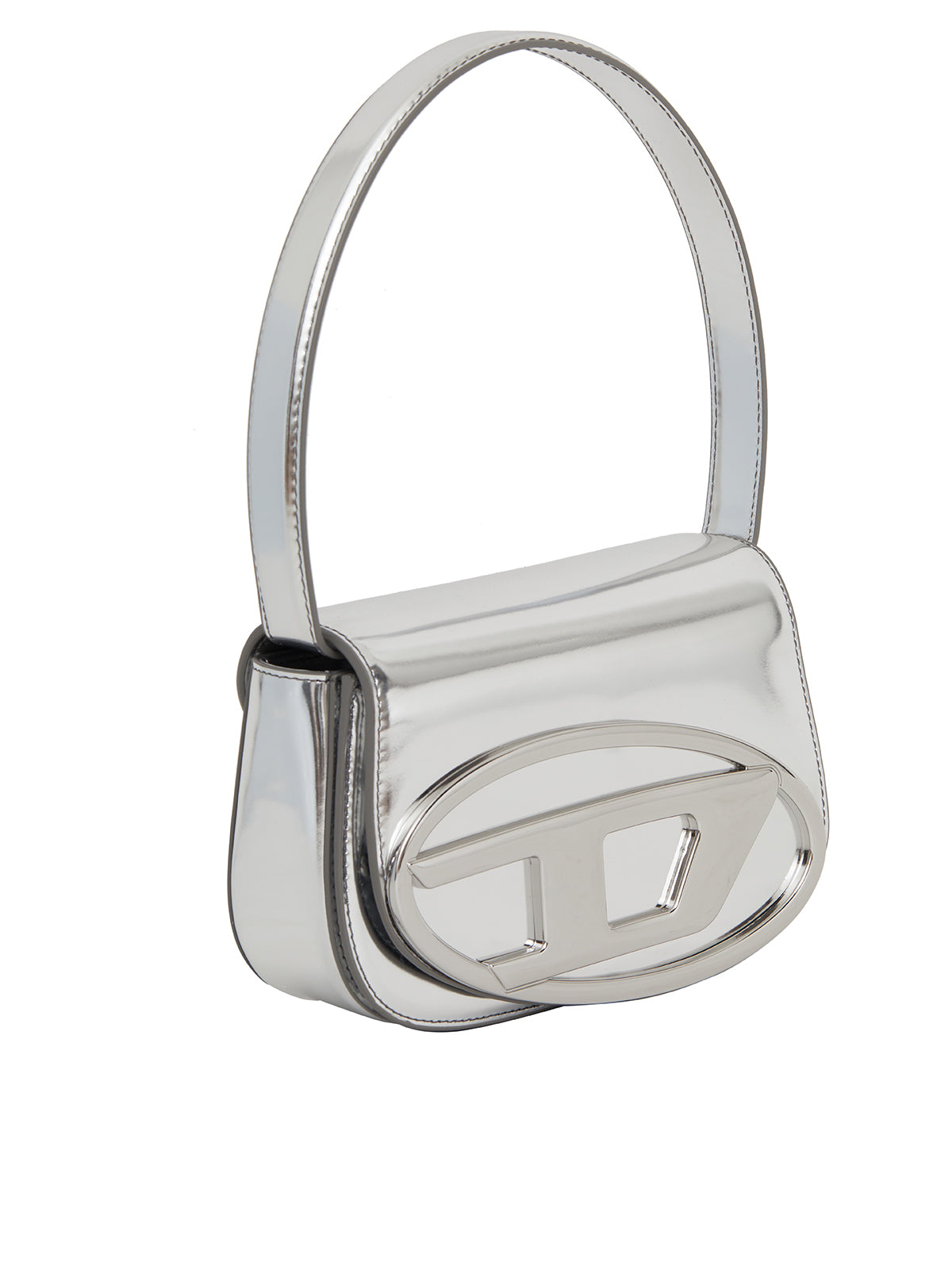 DIESEL Silver Leather Mirror Shoulder Handbag for Women