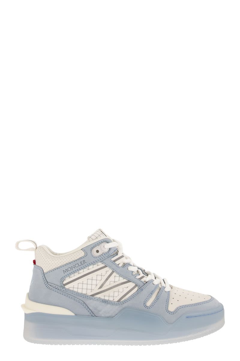 MONCLER Pivot High-Top Trainers - Light Blue Leather and Nubuck Sneakers for Women