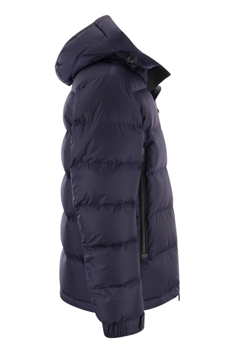 MONCLER GRENOBLE Men's Blue Short Down Jacket with Hood - Water-Repellent, Windproof, Insulating, & Breathable