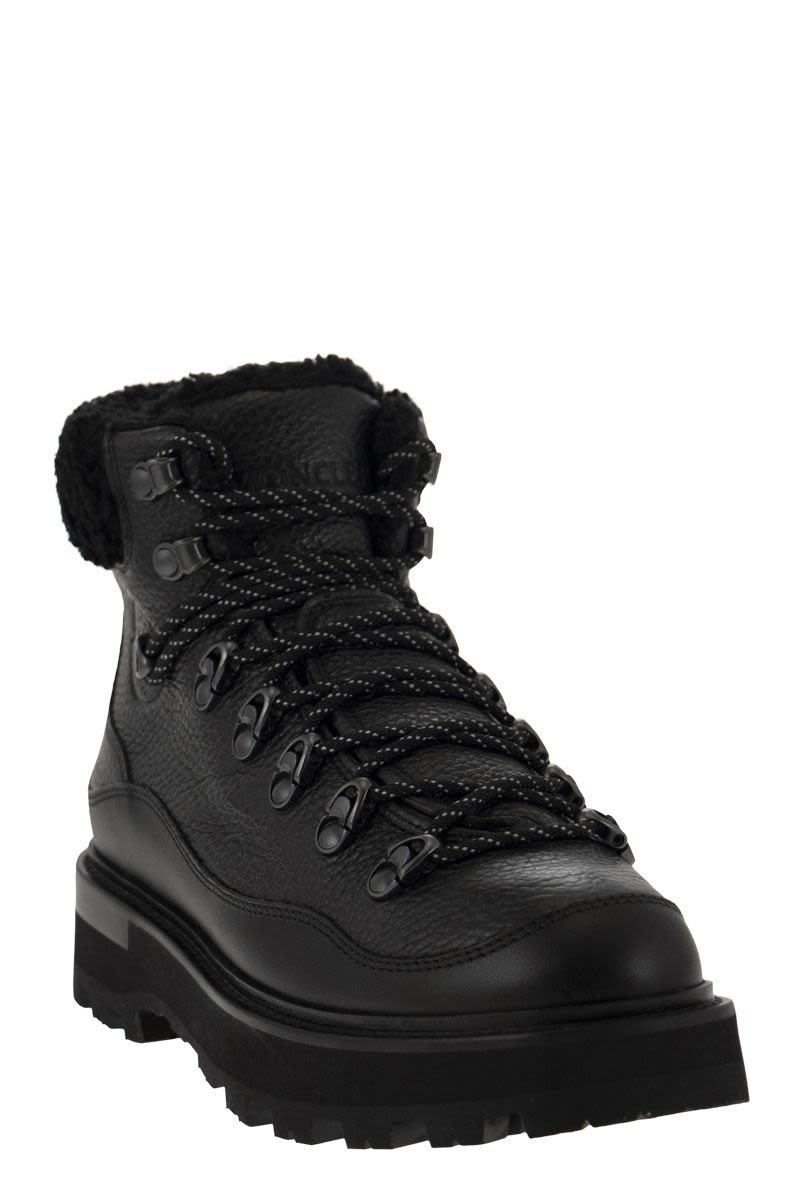 MONCLER Black Tasselled Leather Boots with Water-Repellent Treatment for Women