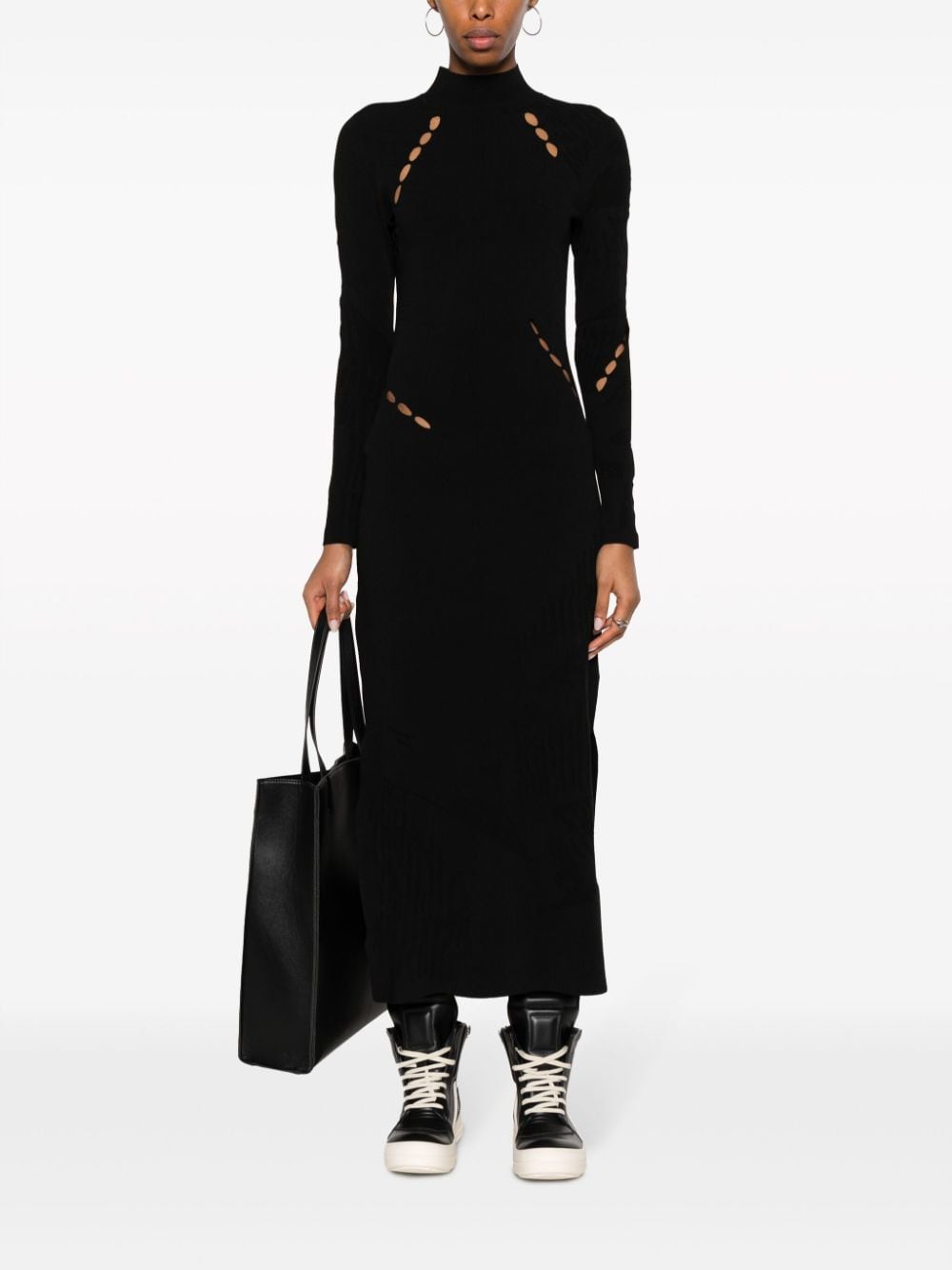 Y-3 Black Cut-Out Knit Dress for Women - FW23 Collection
