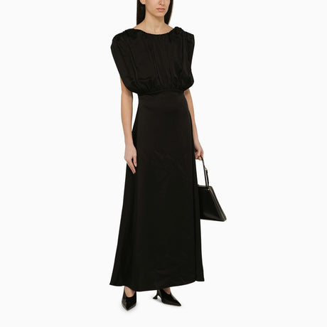 JIL SANDER Women's Black Gathered Dress with Back V-Neck - SS24