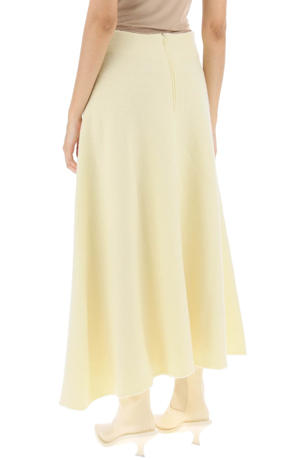 黄色不对称中长款女裙 - FW23系列