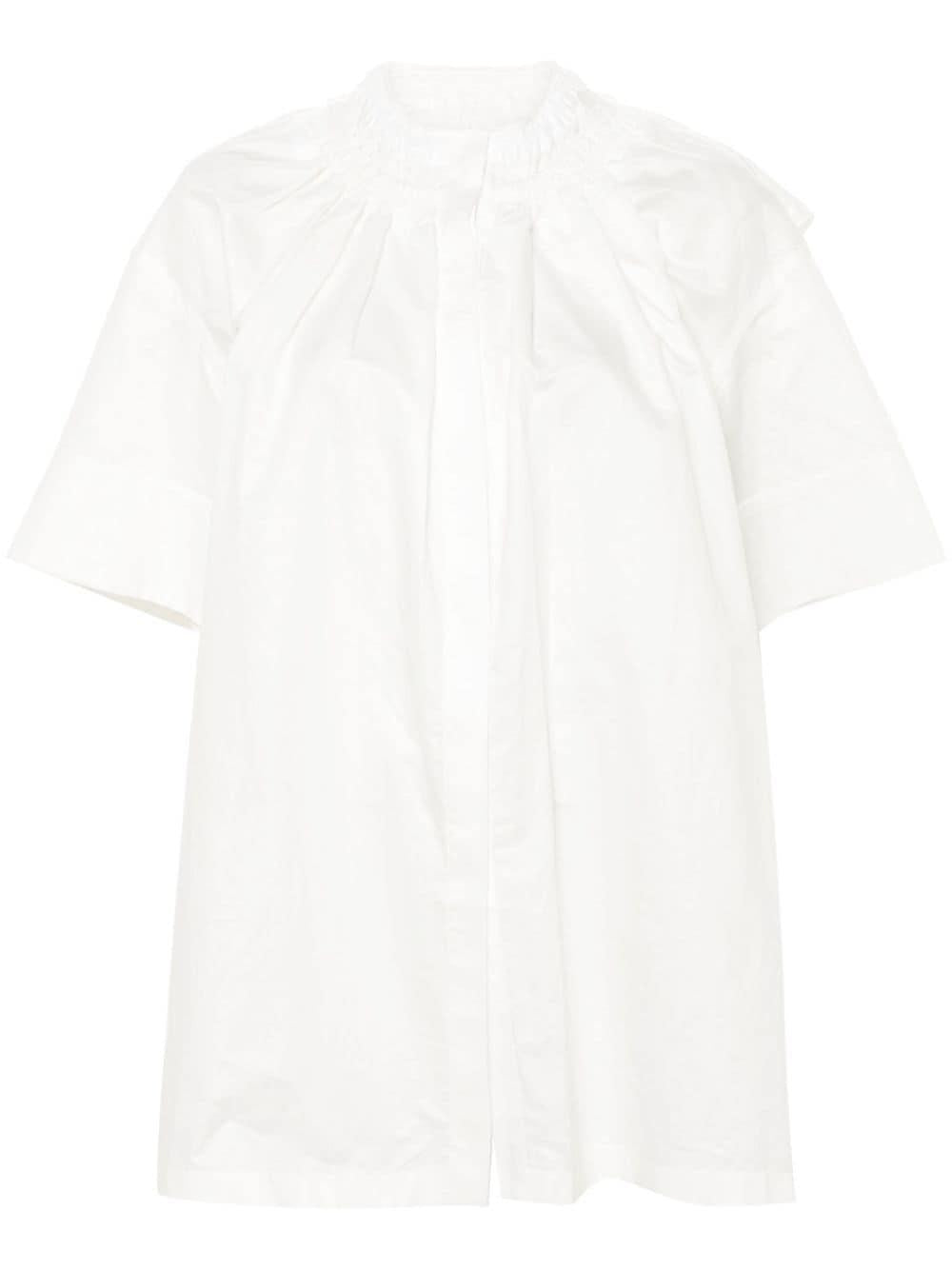 女士白色褶皱领衬衫 - SS24 系列